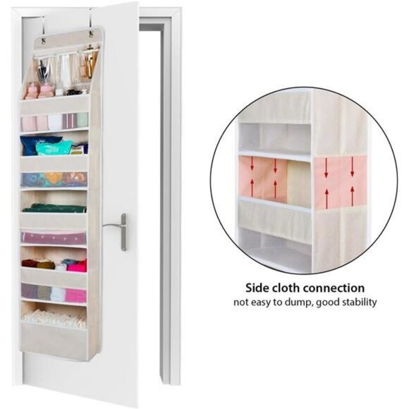 Over Door Hanging Organizer 6 Shelf Storage with Pockets for Closet Pantry - Picture 6 of 7